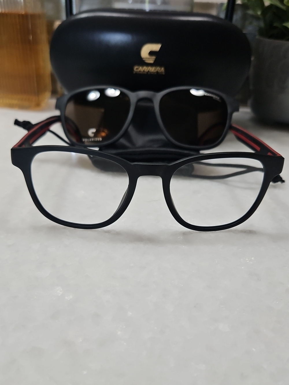 2 In 1 Carrera Men's Black glasses with Magnetic Sunglass Lens